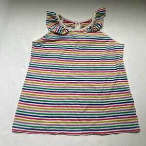 Mini Boden Rainbow Stripe Ruffle Tank Sleeveless Shirt